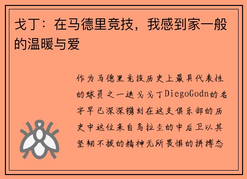 戈丁：在马德里竞技，我感到家一般的温暖与爱